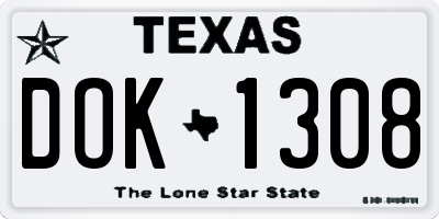TX license plate DOK1308