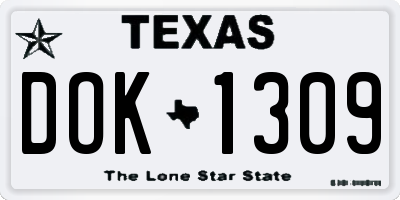 TX license plate DOK1309