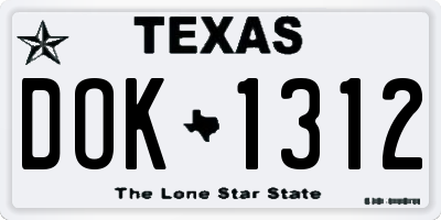 TX license plate DOK1312