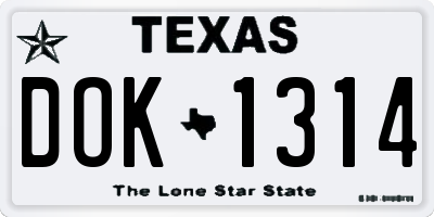 TX license plate DOK1314