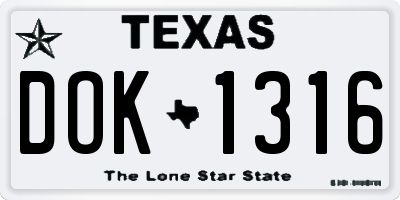 TX license plate DOK1316