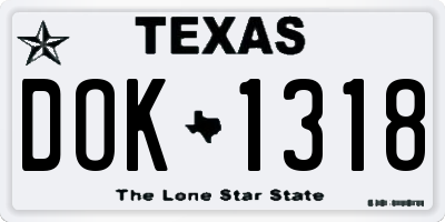 TX license plate DOK1318