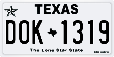 TX license plate DOK1319