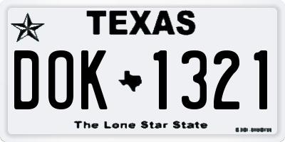 TX license plate DOK1321