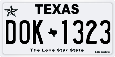 TX license plate DOK1323