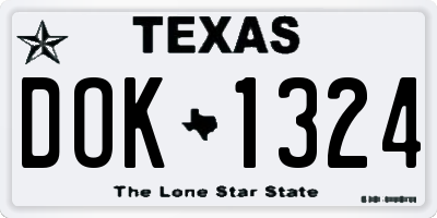 TX license plate DOK1324