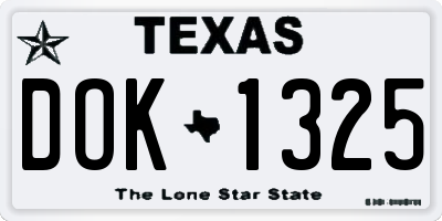 TX license plate DOK1325