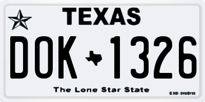 TX license plate DOK1326