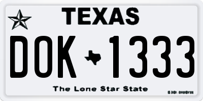 TX license plate DOK1333