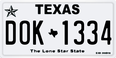 TX license plate DOK1334
