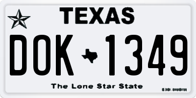 TX license plate DOK1349