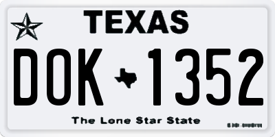 TX license plate DOK1352