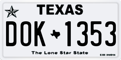 TX license plate DOK1353