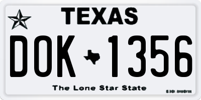 TX license plate DOK1356