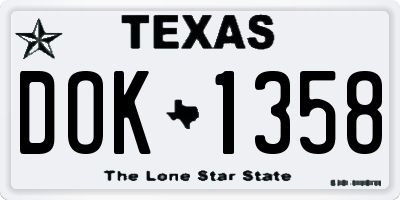 TX license plate DOK1358
