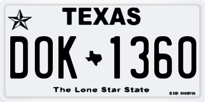 TX license plate DOK1360