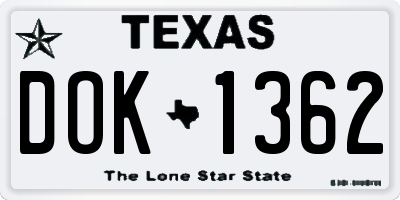 TX license plate DOK1362