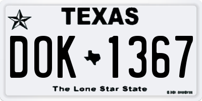 TX license plate DOK1367