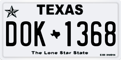 TX license plate DOK1368