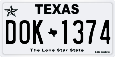 TX license plate DOK1374