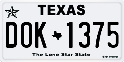 TX license plate DOK1375