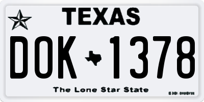 TX license plate DOK1378