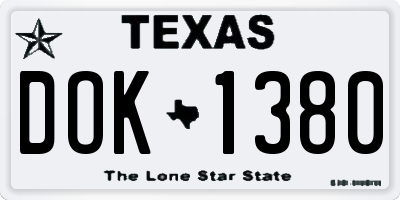 TX license plate DOK1380