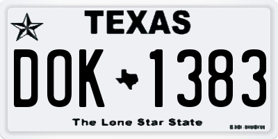 TX license plate DOK1383