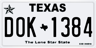 TX license plate DOK1384