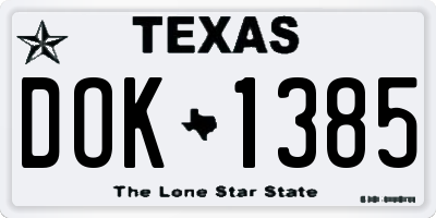 TX license plate DOK1385