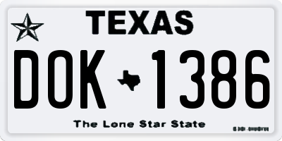 TX license plate DOK1386