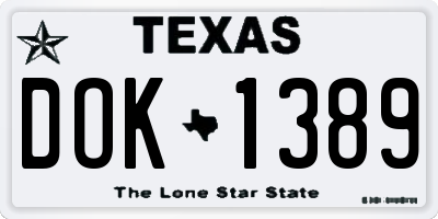 TX license plate DOK1389