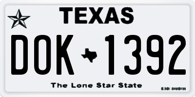 TX license plate DOK1392
