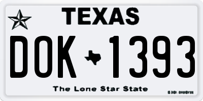 TX license plate DOK1393