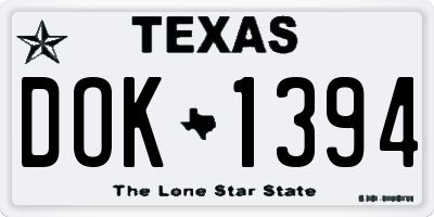 TX license plate DOK1394