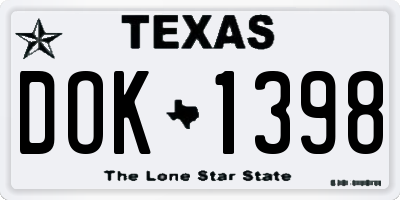 TX license plate DOK1398