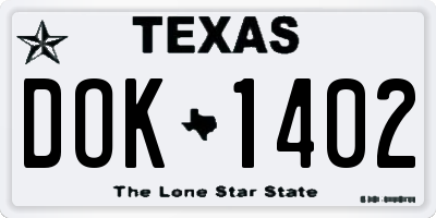 TX license plate DOK1402