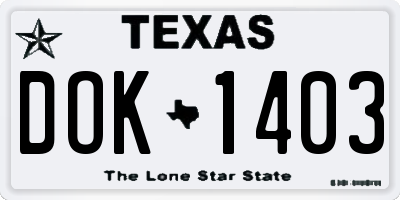 TX license plate DOK1403
