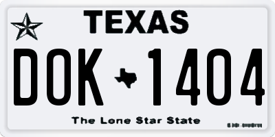 TX license plate DOK1404
