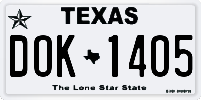 TX license plate DOK1405