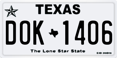 TX license plate DOK1406