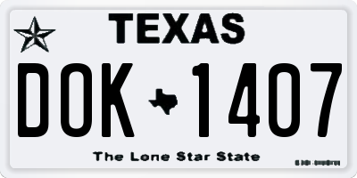 TX license plate DOK1407