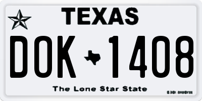 TX license plate DOK1408