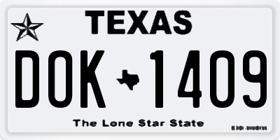 TX license plate DOK1409
