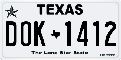 TX license plate DOK1412
