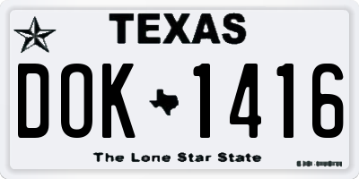 TX license plate DOK1416