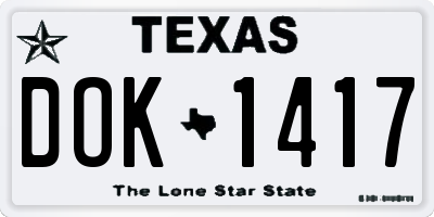TX license plate DOK1417