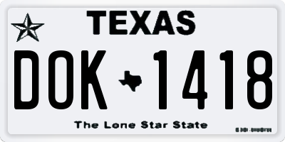 TX license plate DOK1418