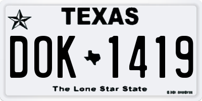 TX license plate DOK1419