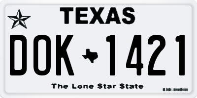 TX license plate DOK1421